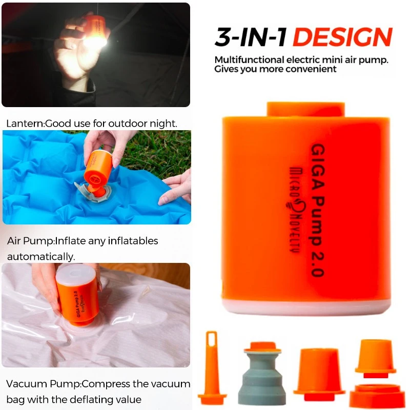 Giga Pump 2 3-in-1 Portable Mini Electric Inflator Usb Charging Outdoor ...