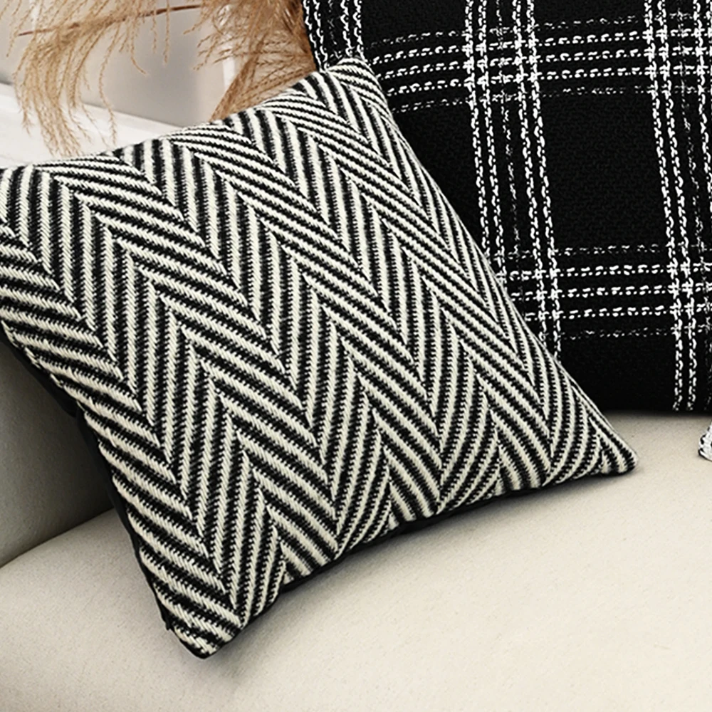 BUYNOW 1 teil/satz 2 teile/satz Schwarz Weiß Hahnentritt Kissenbezug Britischen Babylon Wohnzimmer Sofa Kissen Abdeckung Hause Schlafzimmer Bett Dekor – Detail 8