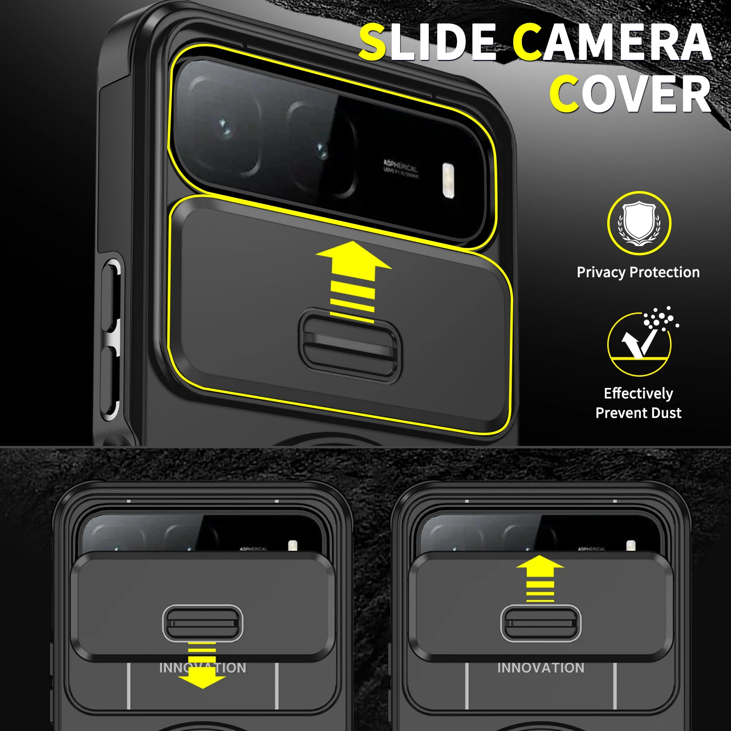 Shockproof Armor Phone Case with Magnet Holder and Lens Protection Cover