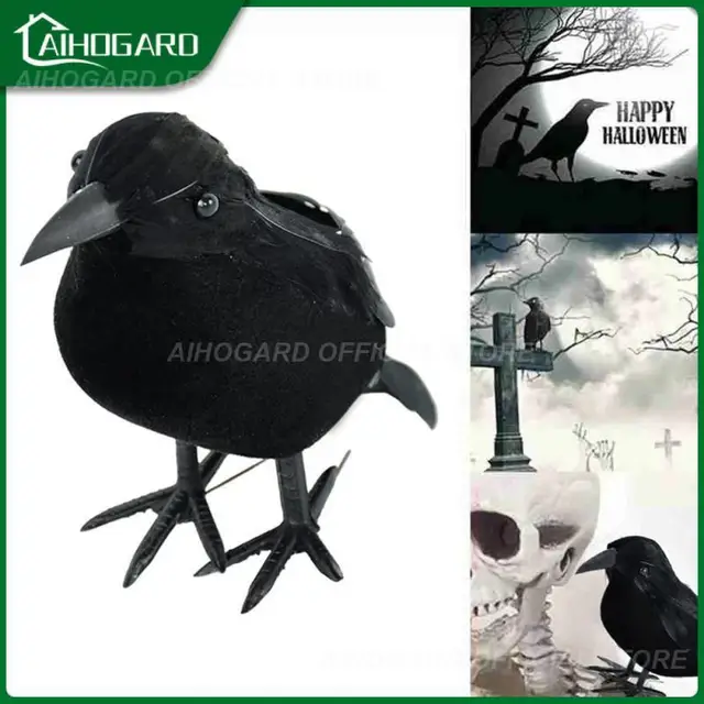 Kis Halloween Fekete Varjú Modell Reális Műanyag Szobor Szemet Gyönyörködtető Szimuláció Hamis Madár Kompakt Otthoni Dekoráció Könnyű