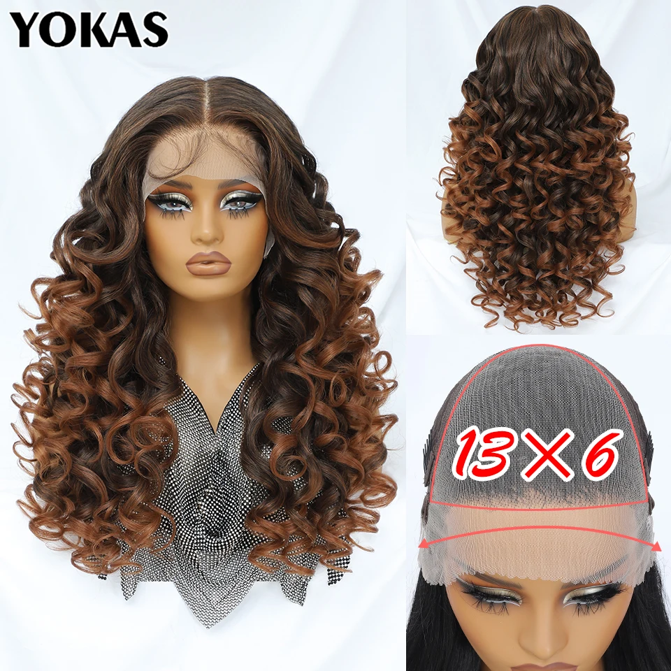Latisha 13X6 Synthetic Lace Front Wig With High Temperature Fiber For Afro Women Loose Curl Lace Frontal Wigs For African Female