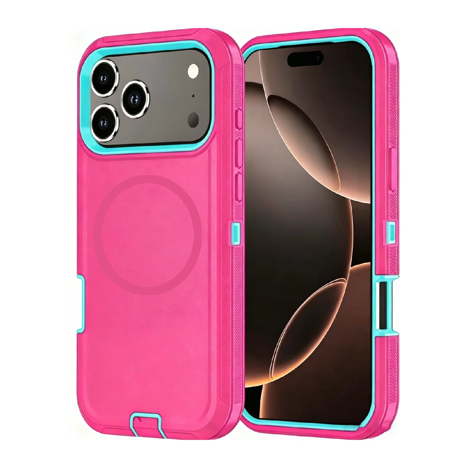 Heavy Duty 3-in-1 Magnetic Case with Military-Grade Drop Protection and MagSafe Charging Compatibility