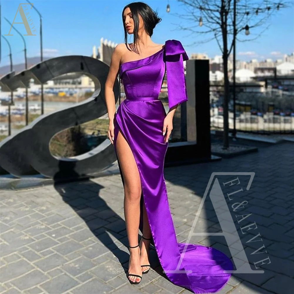 

Grape Satin Prom Dresses Elegant Evening Party Dress One Shoulder Formal Robe Ball Gowns for Women 2024 New in Occasion Dresses