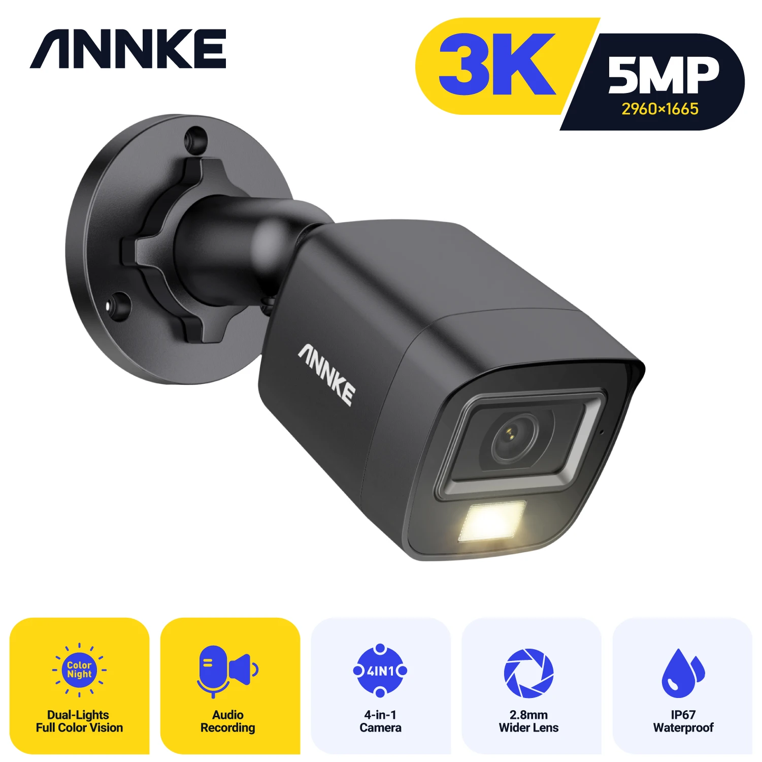 ANNKE 6MP HD IP67 Weatherproof Two Way Audio in Cameras Kit Indoor Outdoor H.265+ Analog CCTV Security Camera Built in Mic