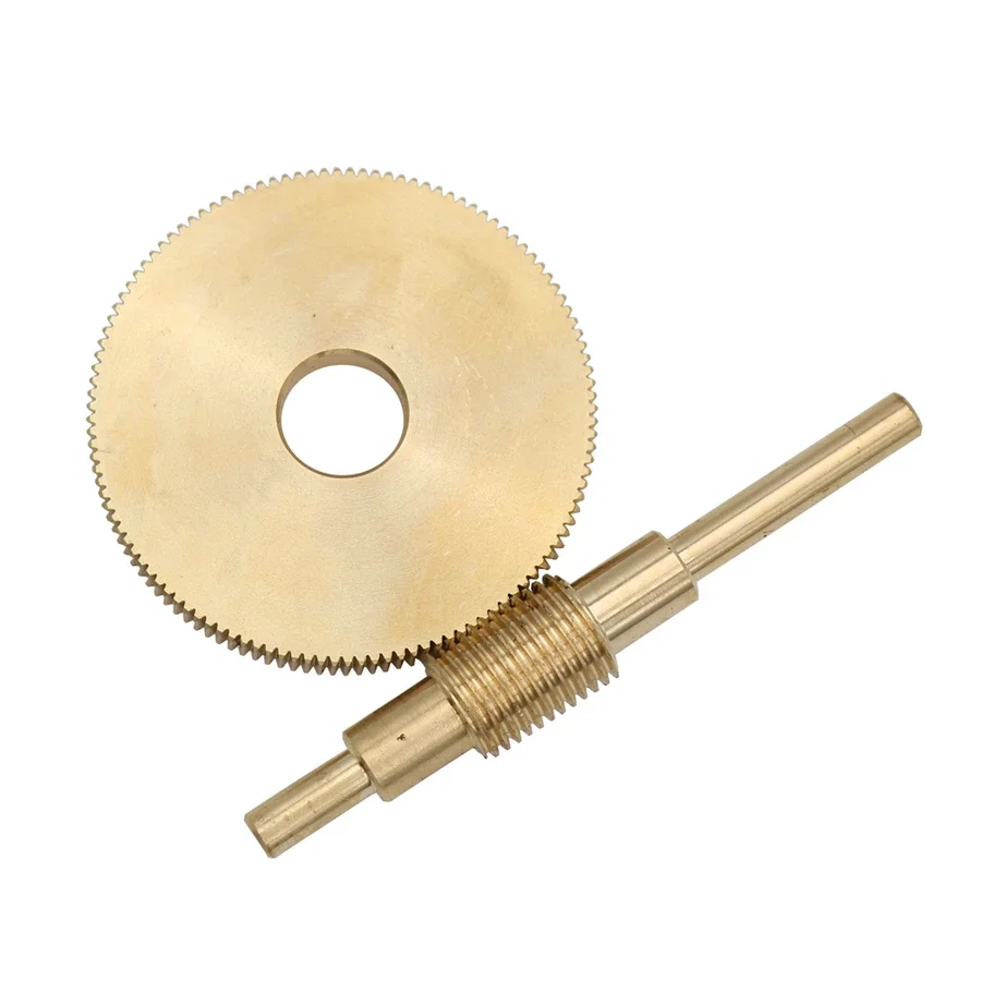 059 Brass Worm Gear 120 Teeth 0.4MM 120T 12MM Hole Diameter Gear 1:120 Brass Decelerating Turbine Worm 75MM Rod