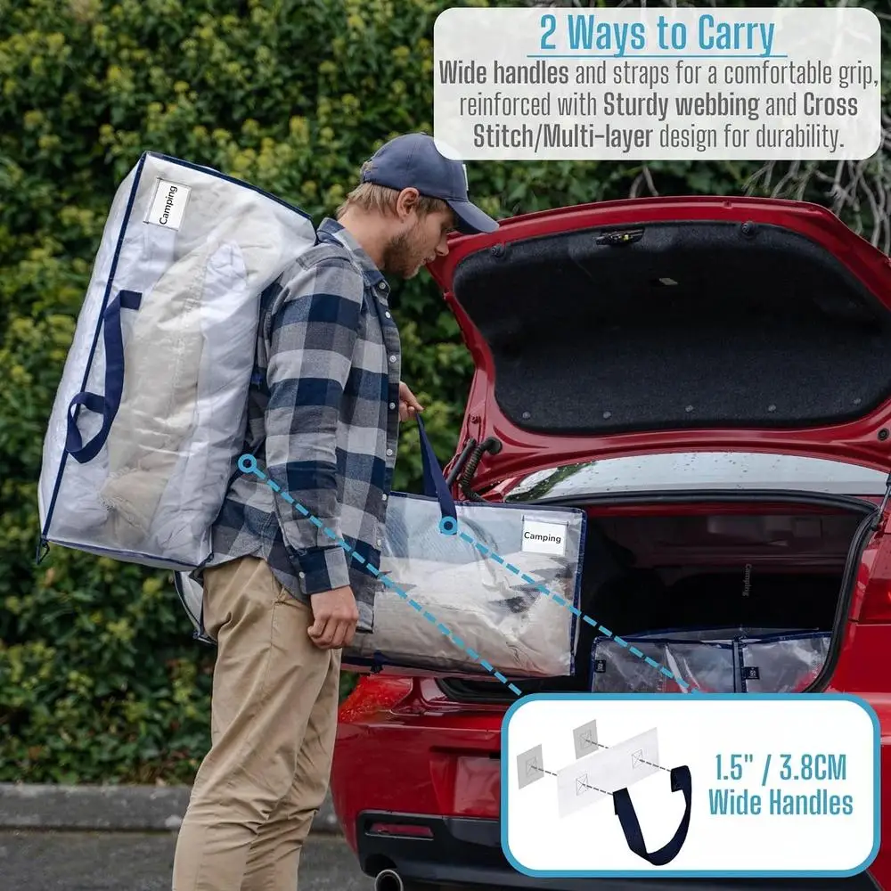 Heavy Duty XL Foldable Moving Bags 8 Pack with Backpack Straps Clear Storage Solution Lightweight Durable Alternative to Boxes 3