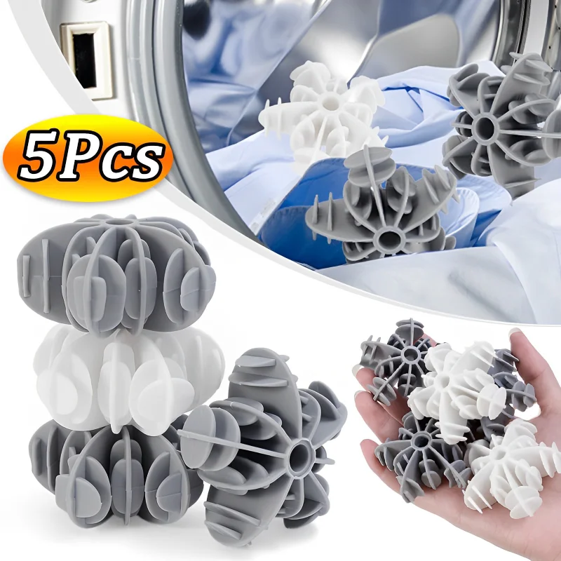 

5/1Pcs Silicone Laundry Ball Reusable Clothes Stain Removal And Knot Prevention Cleaning Tool Pet Hair Remover Laundry Balls