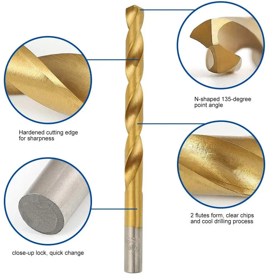Titanium Drill Bit Set 1.5mm-10mm 99 Pcs for Steel Wood Plastic Metal Copper Aluminum Alloy With Storage Case Drill Bit Set
