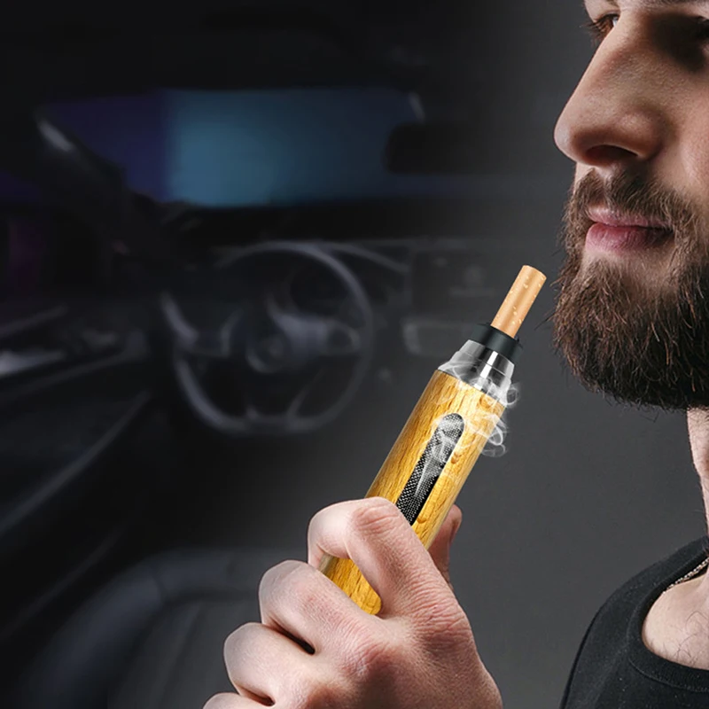 PortableCarAshtrayMiniCarAshtrayAntiSootflyingCigaretteCoverAntiashLuxuryWood