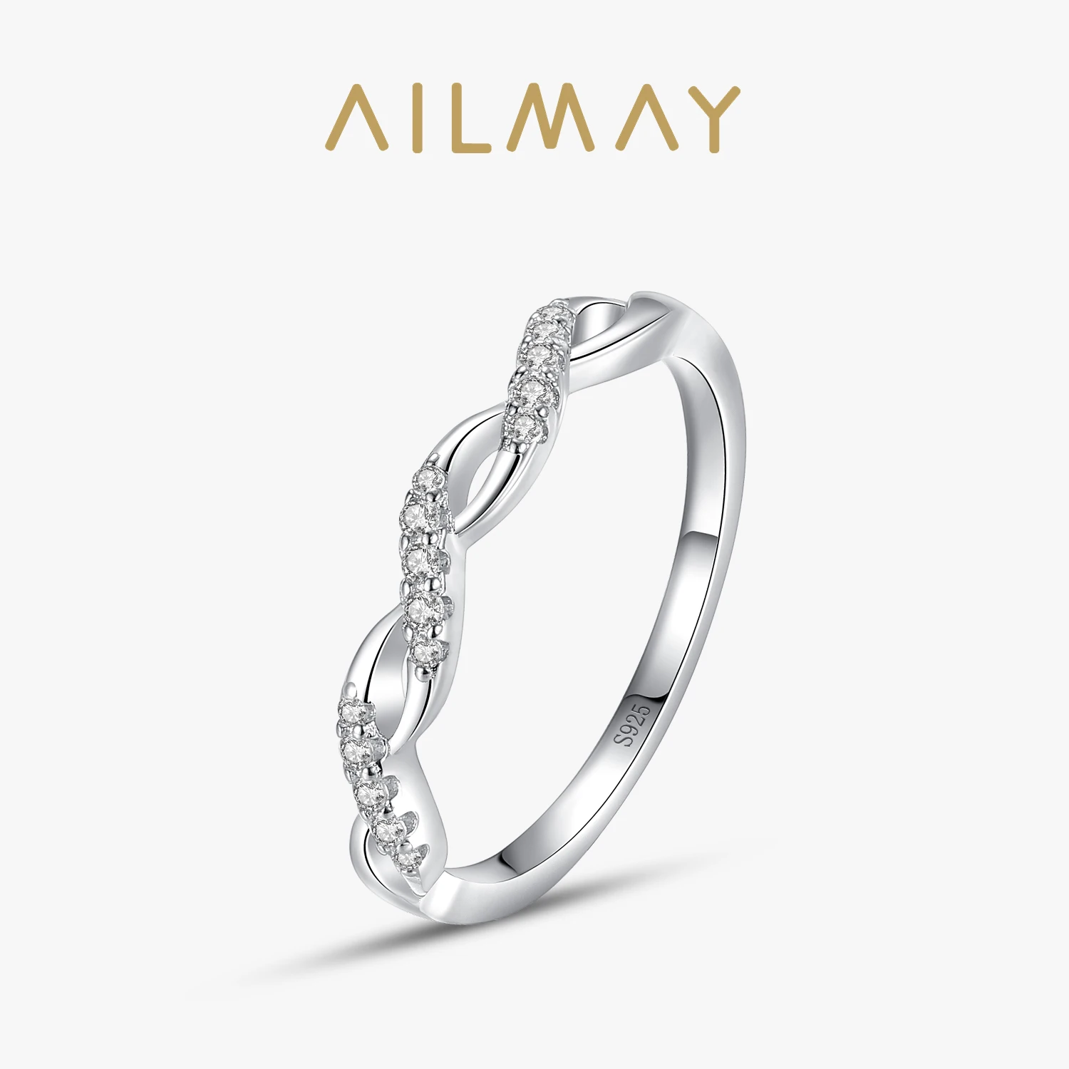 925 Sterling Silver Con Ondas Cubic Zirconia CZ Fashion Jewelry Women Girls Anti-allergy Fine Jewelry Gifts