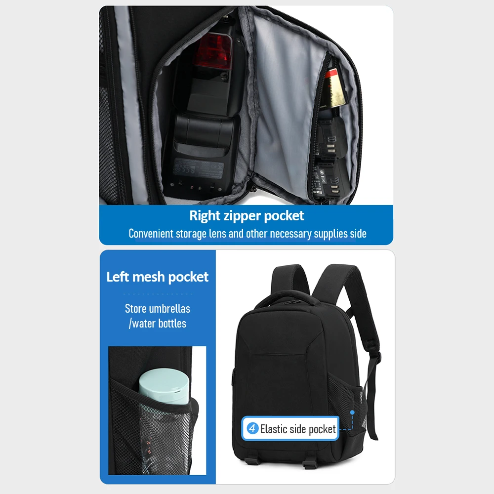 Camera Backpack Storager Bag with Flexible Dividers for Laptop