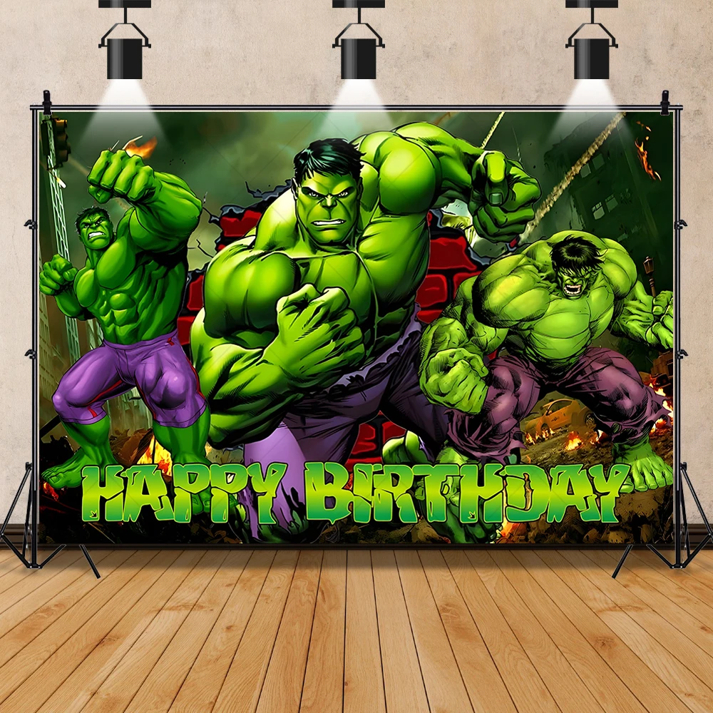 Green Guy Hulk Photography Backdrop Superhero Kids Boy Birthday Party Decoration Banner Baby Shower Photo Background Prop