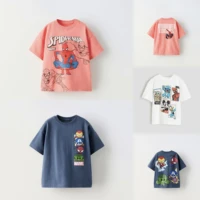 Spider Man Boys T-shirts Printed Cartoon Children Short Sleeve Tops O-neck Tees Summer Clothes Loose Casual Kids Tshirt 1-7 Age 1