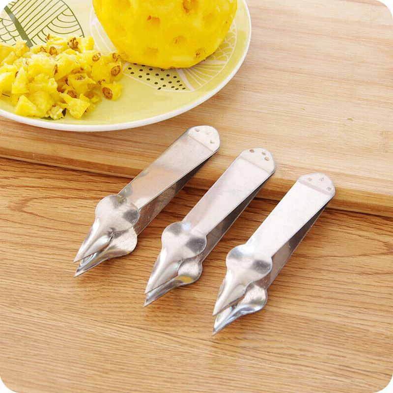 1/2/4PCS New Creative Practical Stainless Steel Cutter Pineapple Eye Peeler Pineapple Seed Remover Clip Home Kitchen Fruit Tools images - 6