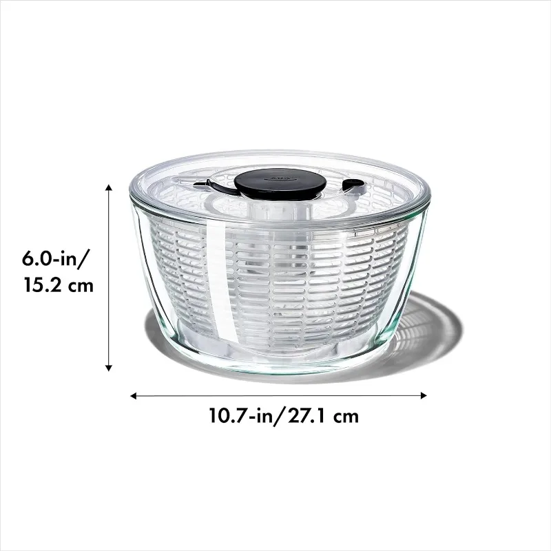 OXO Good Grips Glass Salad Spinner, Large/6.22 Quart, Clear 6