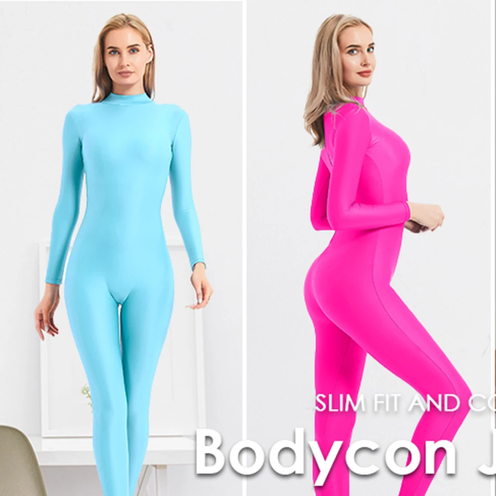 AOYLISEY Women Long Sleeve Dance Unitard Turtleneck Full Body Bodysuit Spandex Gymnastic Yoga Jumpsuits Mens Halloween Costumes