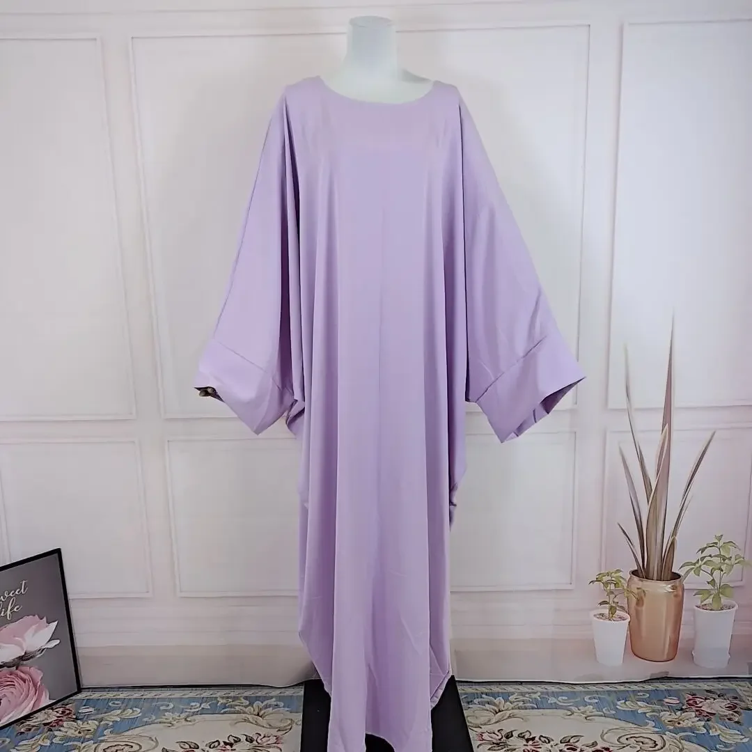 Ramadan Eid Muslim Hijab Dresses for Women Prayer Clothes Plain Batwing Abaya Dress Islam Dubai Turkey Saudi Loose Abayas Robe