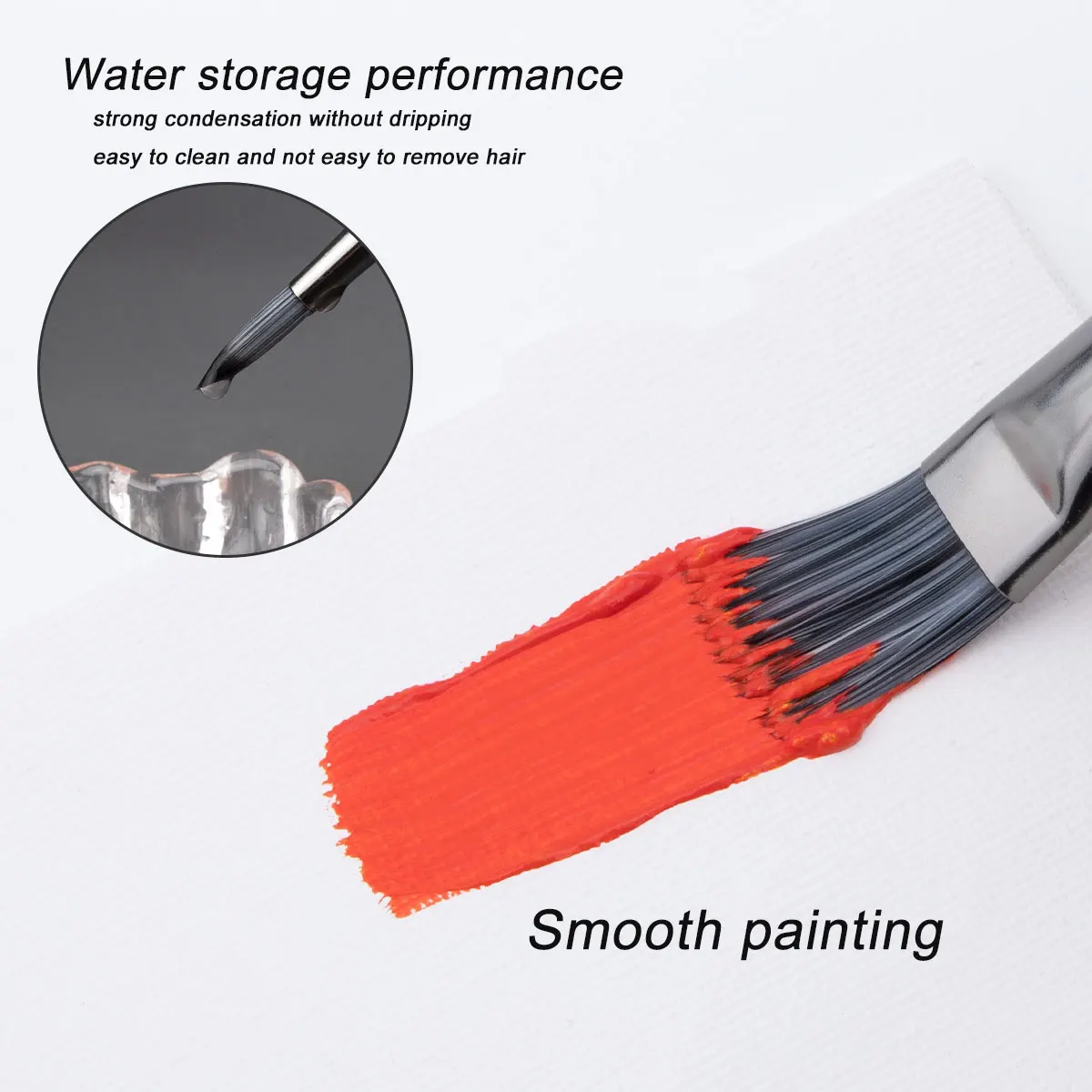 6pcs Professional Artist Paint Detail Tip Brushes, Anti-Shedding Nylon Bristles，Wooden Handles, for Acrylic, Oil & Watercolor 3