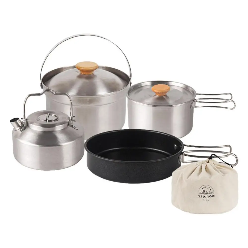 Olla de cocina, juego de 5 piezas, juego de ollas y sartenes de acero  inoxidable 201 con tapas, juego de utensilios de cocina compatibles con