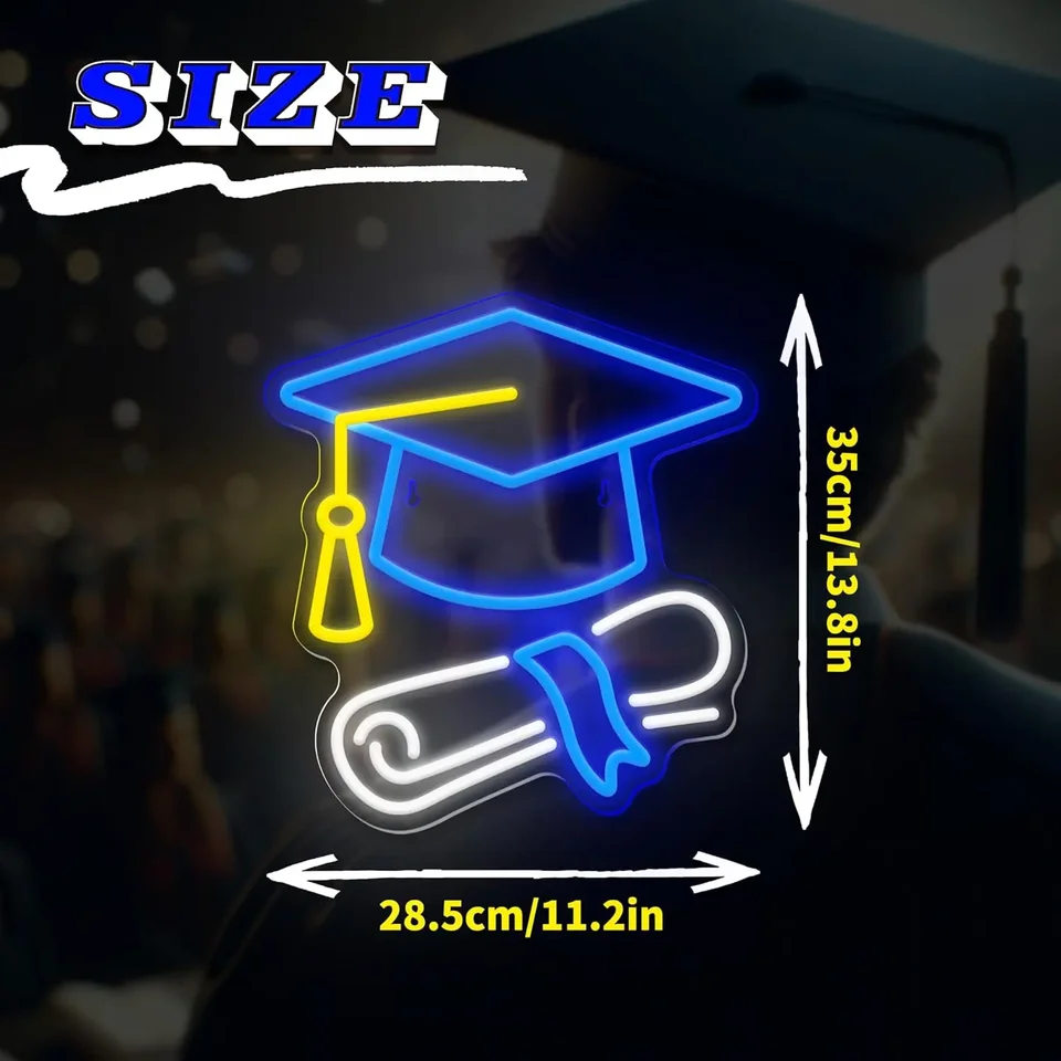Gorra de graduación, letrero de neón, luz LED para fiesta de graduación,  decoración de dormitorio, simboliza el éxito académico, regalo de  celebración de diploma - AliExpress, image size:960x960