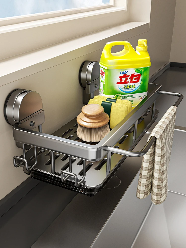 Suction Cup Kitchen Organizer Iron Wall Mount Shelf - Rustproof Space Saving Storage Rack No Drill Heavy Duty Adhesive Holder Suction Cup Kitchen Organizer Iron Wall Mount Shelf - Rustproof Space Saving Storage Rack No Drill Heavy Duty Adhesive Holder