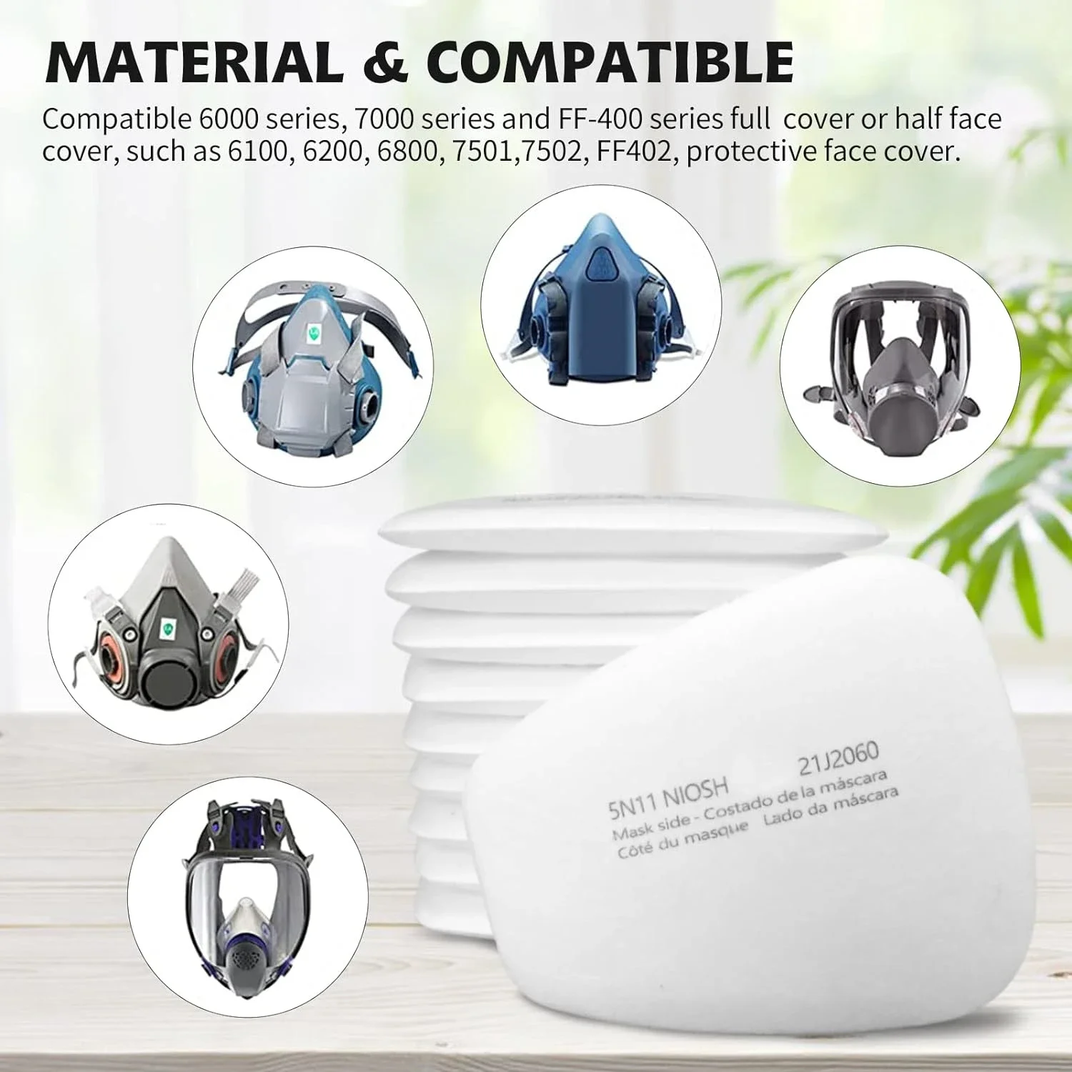 Respirator Filter Cotton 5N11 Particulate Filter Cottons Replacement for Gas Respirator 6000 6100 6200 6800 7501 7502 Series