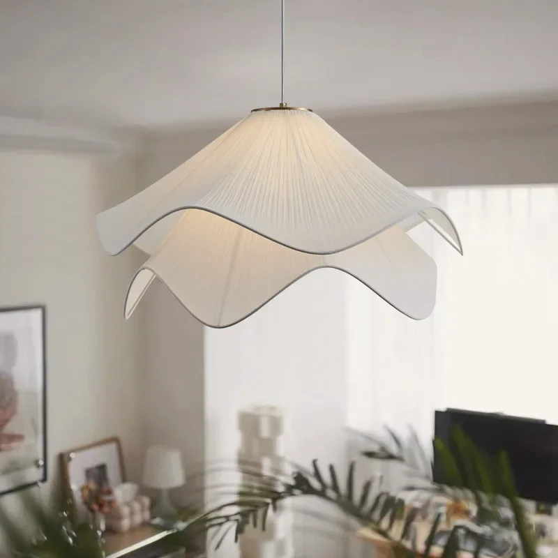 

Nordic Fabric Pendant Light Chandelier For Living Room Bedroom Creative Cream Style Hanging Lamp Home Decoration Fixture Lustre