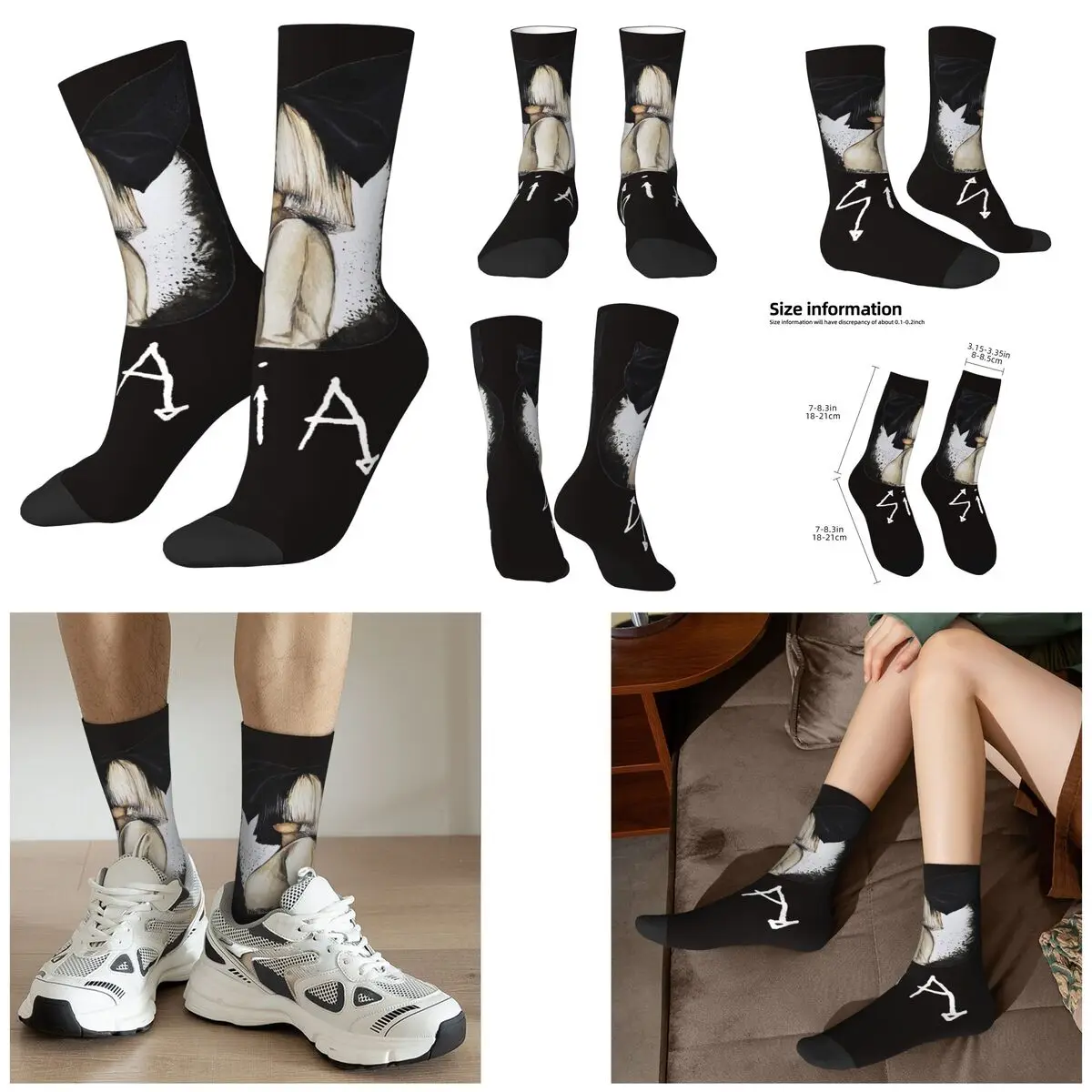 Non brand,pattern SIA cosy Unisex Socks Warm Happy Socks Street Style Crazy Sock