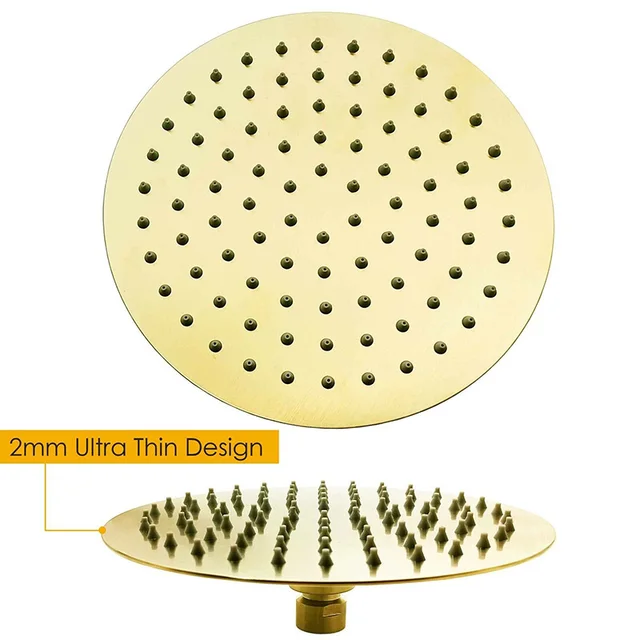 Kins หัวฝักบัวพวยบนหัวแปรงทอง8นิ้ว200มม. หัวฝักบัวอาบน้ำกลม304สแตนเลสบางพิเศษ KSR108.BG 4
