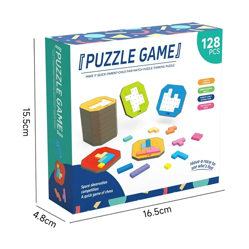 3D Creative Desktop Wooden Puzzle Game Kids Tangram Math Toys Building Blocks Board Color Shape Game Early Educational Toys 6