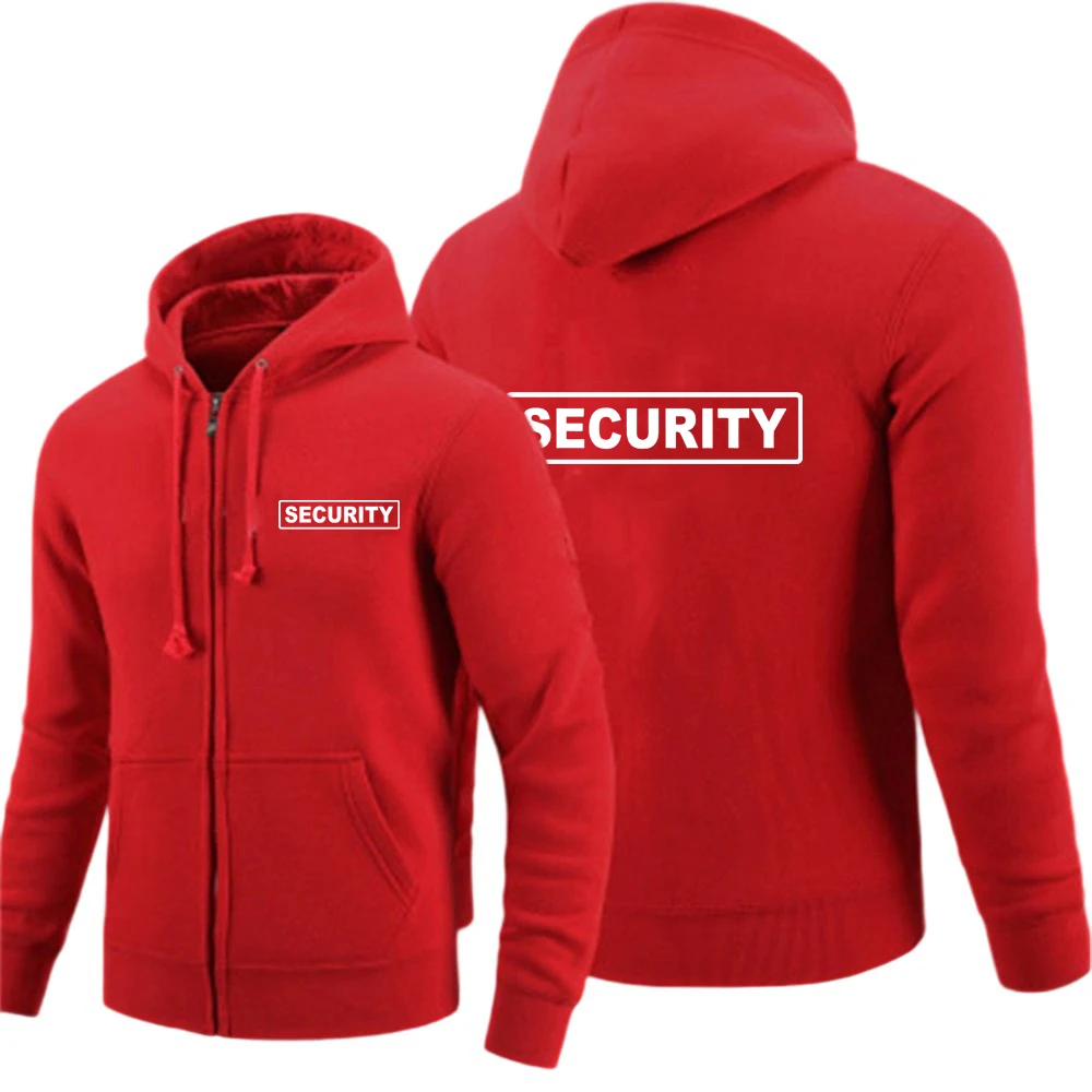 Men's Security Printed Zipper Pullover Hoodie Sweatshirt