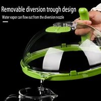 Couvercle anti-éclaboussures transparent pour micro-ondes avec bac à eau, aération vapeur et poignée résistante à la chaleur pour cuisine 2