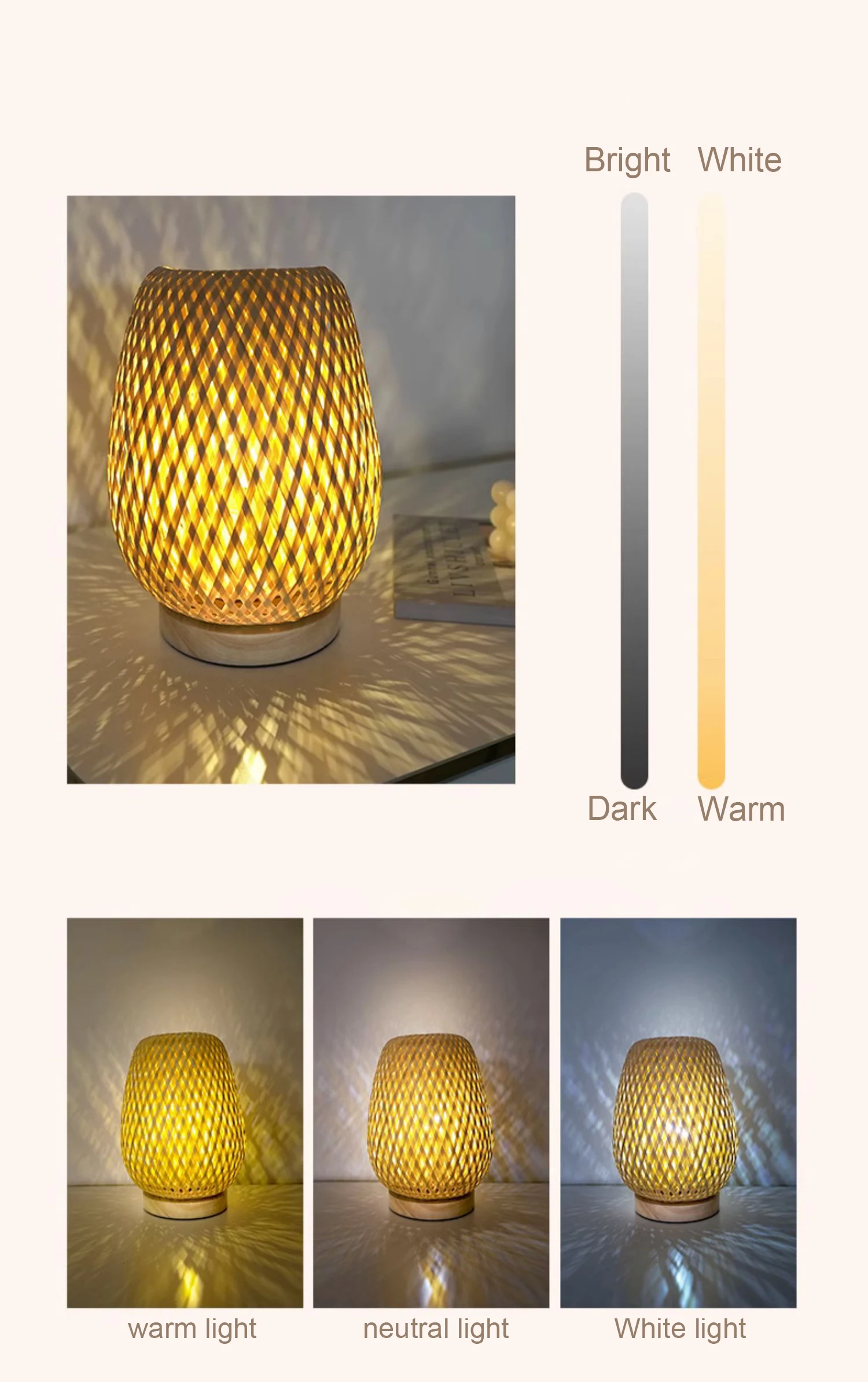 Bamboo Woven ProductsSimple Bedroom Study Table Lamp Bedside Table Lamp Bamboo art Warm Decoration Desktop Japanese Lamp