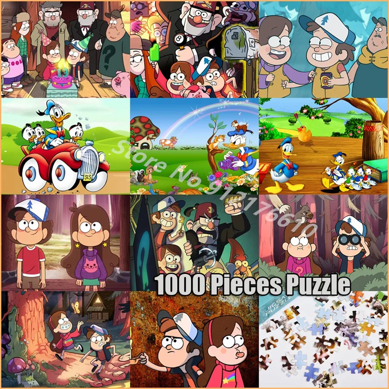 Motley Contraction widow Disney Movie Gravity Falls 1000 Pieces Colorful Jigsaw Puzzle Donald Duck  Flat Puzzle Relaxing Game Handmade Decompress Toy - AliExpress