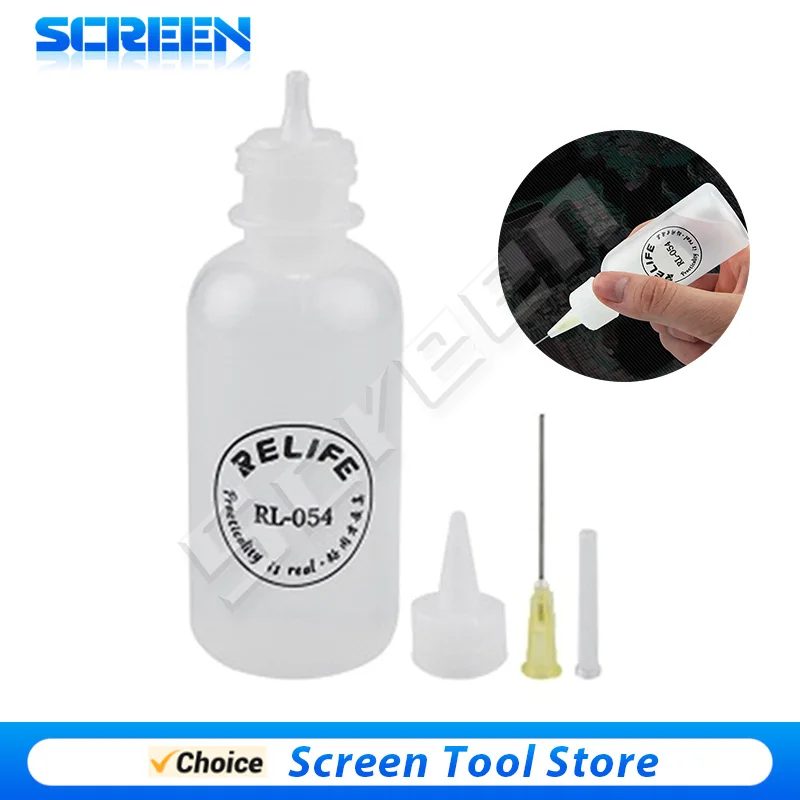 Empty Liquid Bottle Alcohol Bottle Liquid Dispenser RELIFE RL-054 50ML Solvent Bottle Needle Tip Soldering Cleaning Flux Alcohol Oil Dispensing Plastic Hand Bottle Cleaner