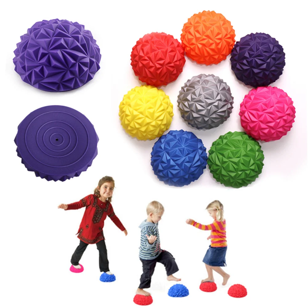 16cm Yoga Ball PVC Inflatable Massage Point Half Fit Ball Balance Trainer Stabilizer GYM Pilates Fitness Pineapple Massage