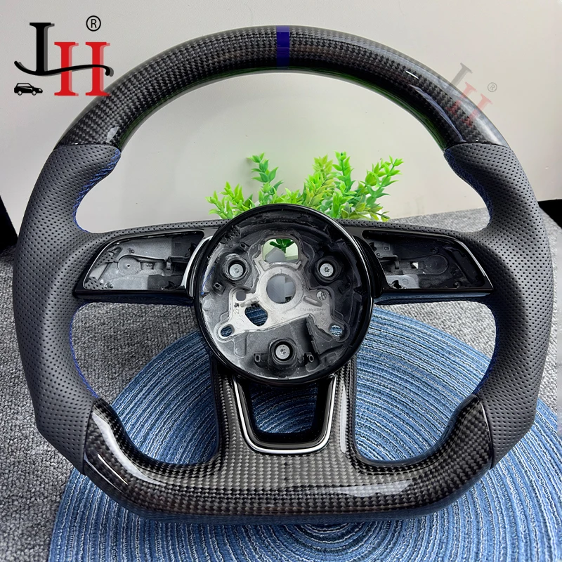 

carbon fibre For Audi A3 A4 A5 S3 S4 S5 2017-2022carbon fibre FullPerforated Steering Wheel Leather Flat-bottom Steering Wheel S