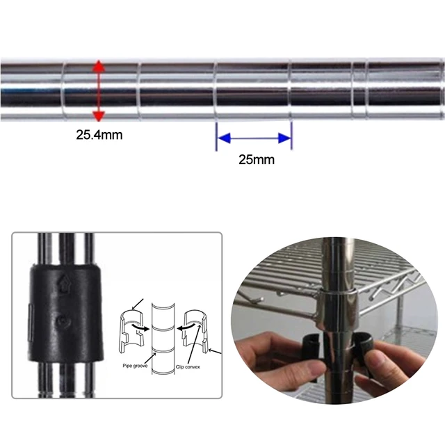 QUARKZMAN Clip Per Ripiani In Filo - 24 Pezzi Da 1 Pollice | Sostituzione Plastica Per Scaffalature Metalliche - Foto 4
