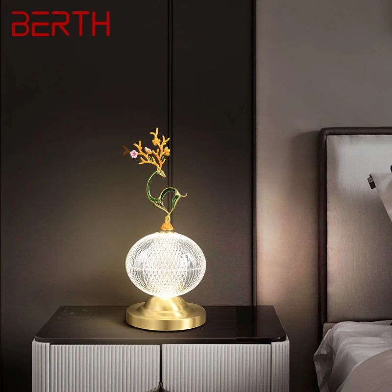 

BERTH Modern Chinese Table Lamp Creative Simple LED Brass Desk Light For Home Decor Living Room Hotel Bedside