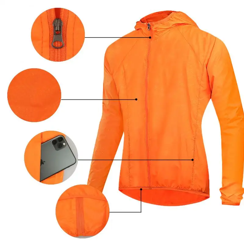 방풍 반사 사이클링 저지, MTB 자전거 자전거 바람막이, 방수 경량 자외선 차단 하이킹 재킷, 사이클링 의류