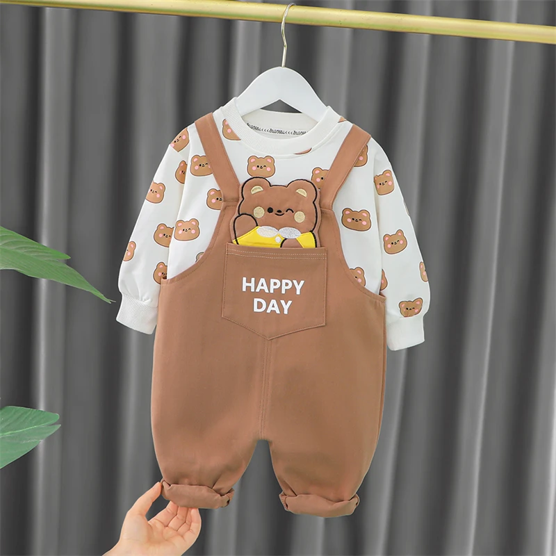 

Kids Clothing Sets for Baby Boys Girls Cartoon Long Sleeve T Shirt Overalls Children Tracksuit Toddler Infant Clothes Outfits