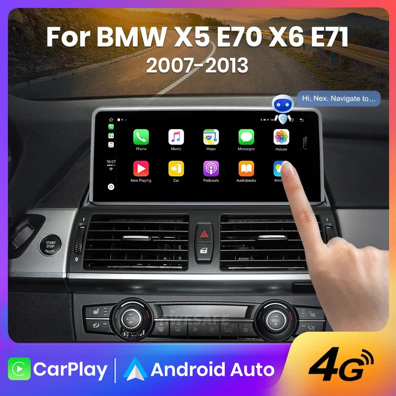 Awesafe Kabelloses Carplay Andorid Auto Autoradio Für Bmw X5 E70 F15 X6 E71 F16 2012-2015 Multimedia Gps 2Din Autoradio