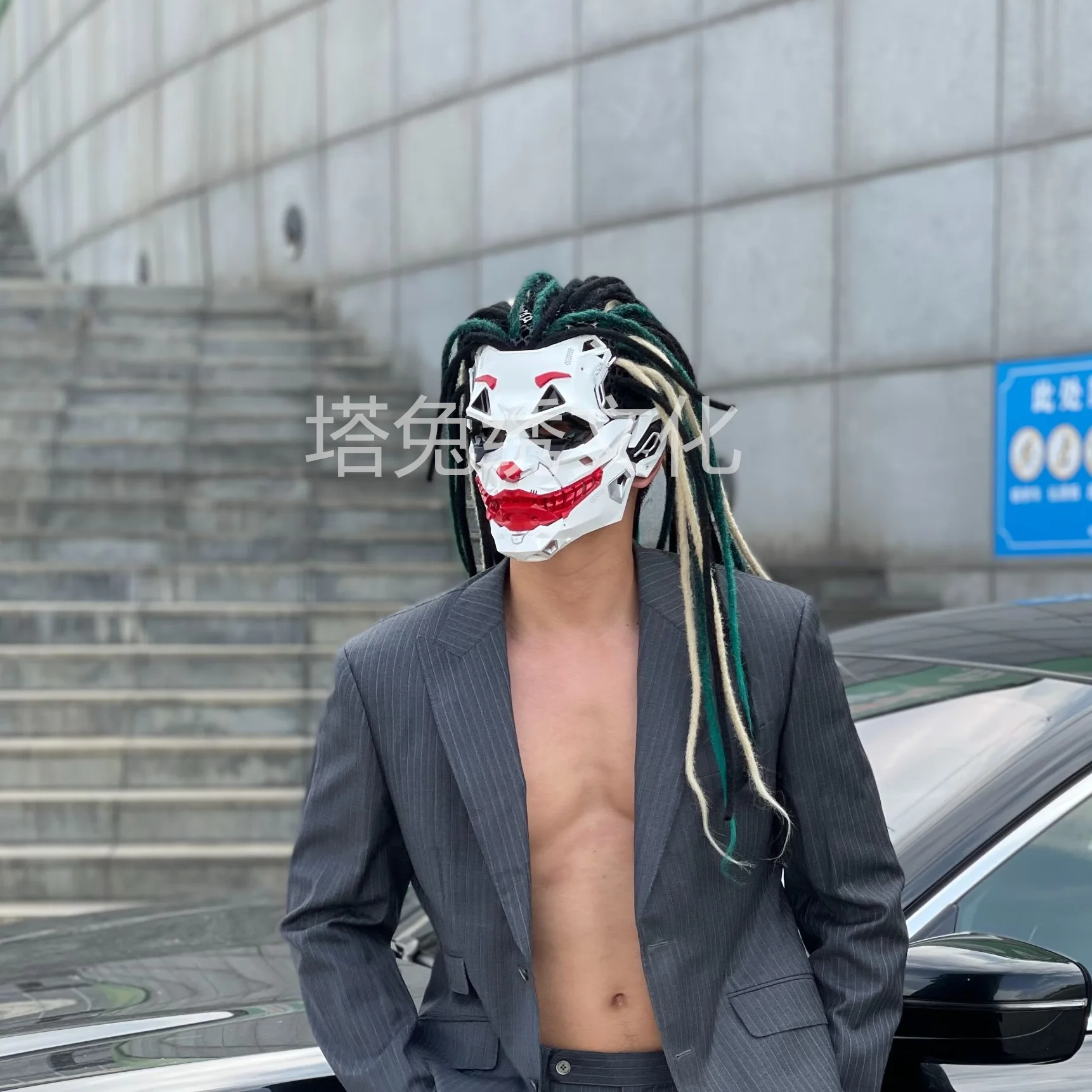 Joker Masks Cyberpunk Masks Clown Braids 2d Cosplay Resin Custom Products Halloween Anime Role-Playing Props And Gifts Toys 3