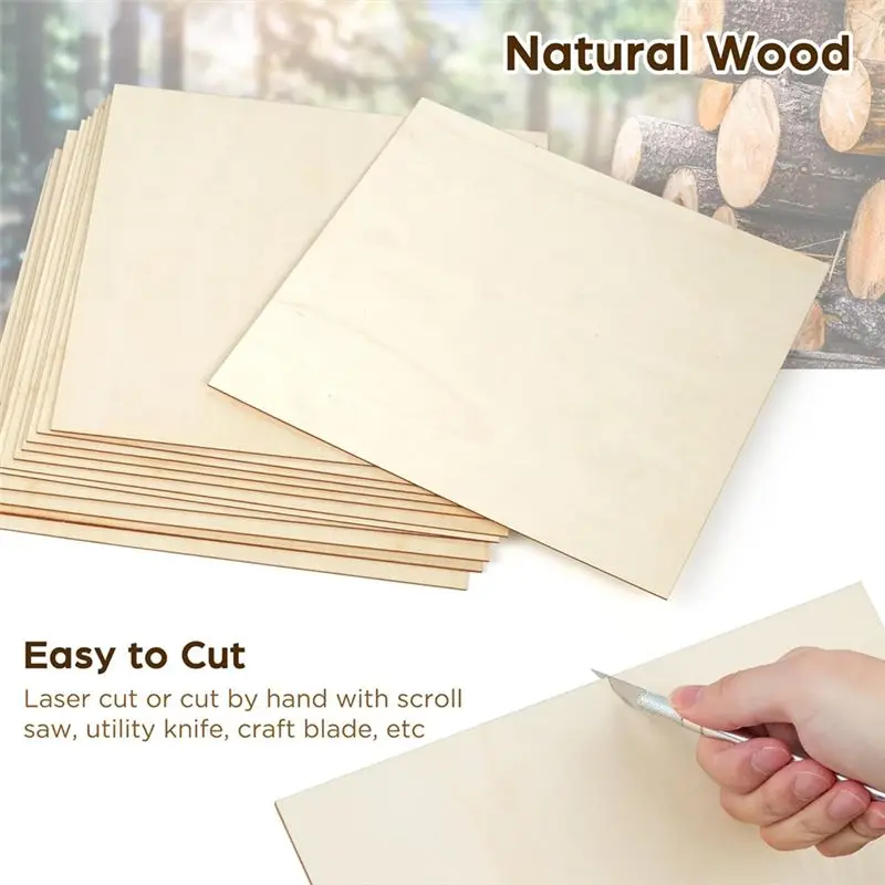 LIKE WISH 베이스우드 보드, 베이스우드 시트 합판 레이저 커팅용 부드러운 공예용 목재 보드, DIY 조립 모델 30X30x0.3Cm