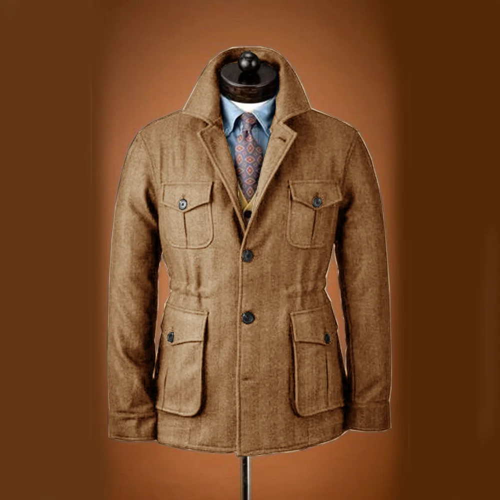 Men Suits Jackets Tweed Jacket Tuxedo Woolen Suit Single Breasted Casual Slim Fit Male Blazers Winter