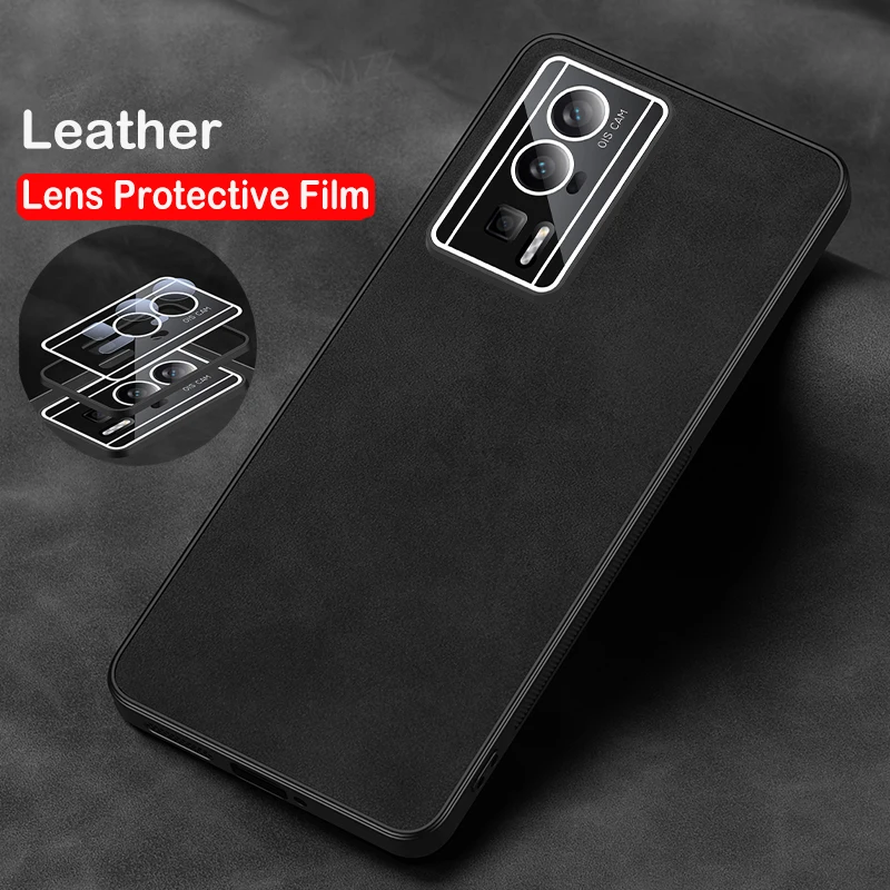 

Camera Glass Film Case For Xiaomi Poco F5 Pro Luxury Leather Ultra-thin Shockproof Soft Edges Hard Phone Cover XiaomiPocoF5Pro