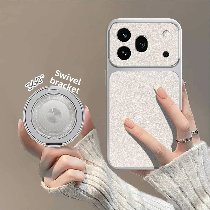 Vegan Leather Magnetic Protective Case with Ring Stand