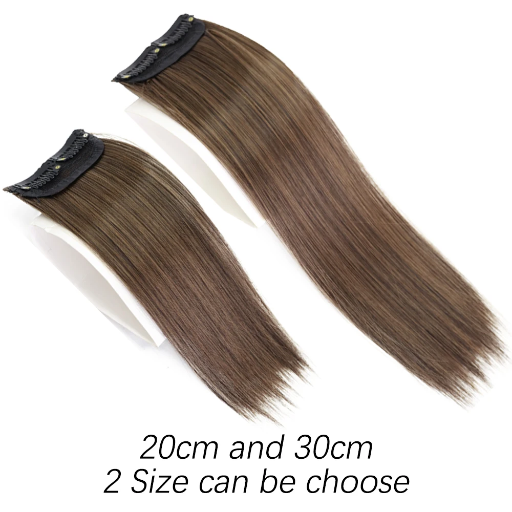 AZQUEEN Synthetic 20cm/30cm Invisible Straight Pads Clip In One Piece Hair Extension Top Side Cover Fluffy Hairpiece For Women