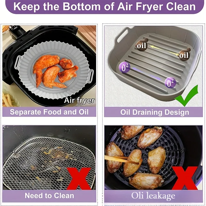 Non-Stick Reusable Silicone Air Fryer Liner 1pc for Air Fryer Accessories