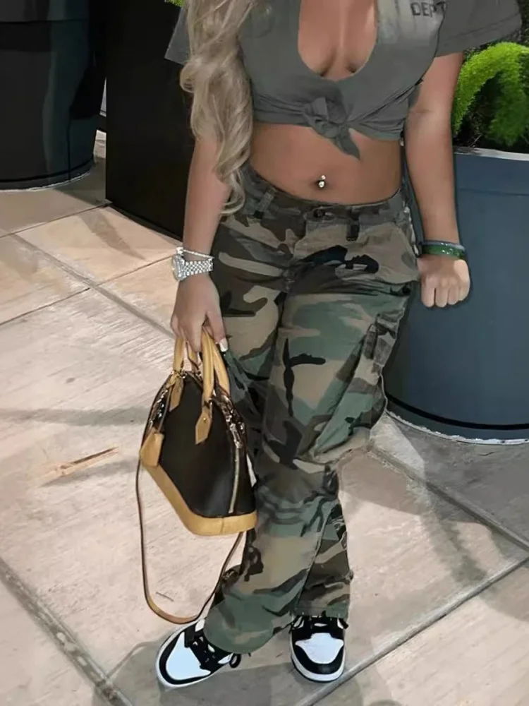 Wmstar Pants Women Wholesale 2025 Ins Style High Waisted Straight Leg Multi Color Camouflage Work Summer 2025 One Piece